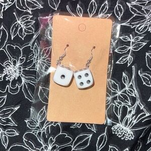 White Dice Earrings